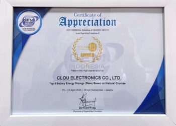 CLOU Electronics honored as a TOP 5 Battery & Energy Storage Innovation Company at Battery Energy Storage Indonesia 2025