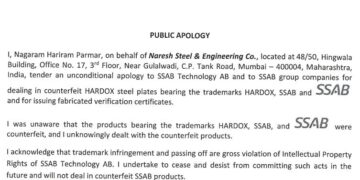 Steelmaker SSAB, the manufacturer of Hardox® wear plate, cracks down on counterfeit goods
