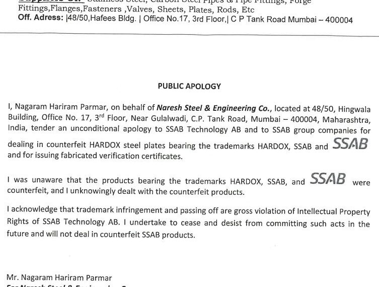 Steelmaker SSAB, the manufacturer of Hardox® wear plate, cracks down on counterfeit goods