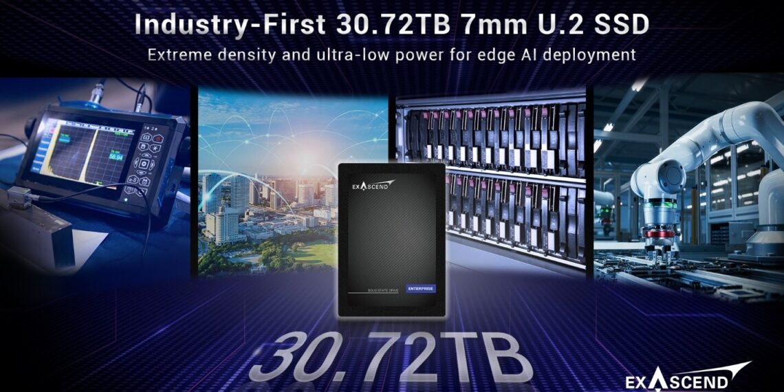 Exascend Unveils Industry-First 30.72TB 7mm U.2 SSD for Edge Storage