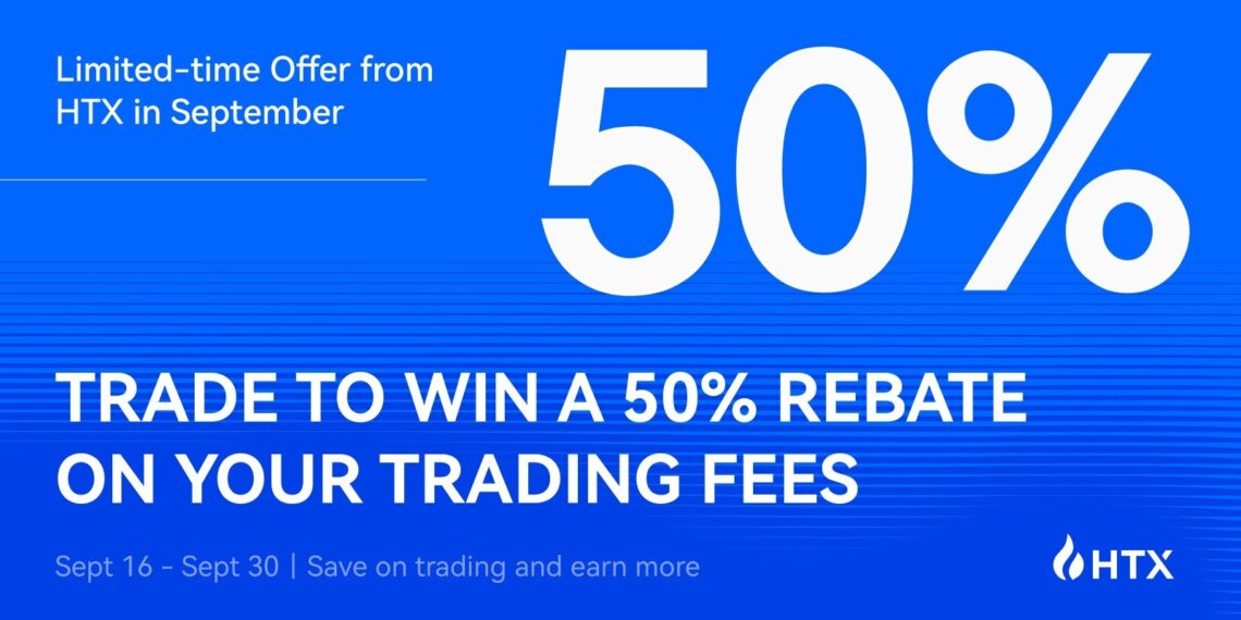 HTX Unveils September Promotion Offering Up to 50% Rebate on Spot Trading Fees