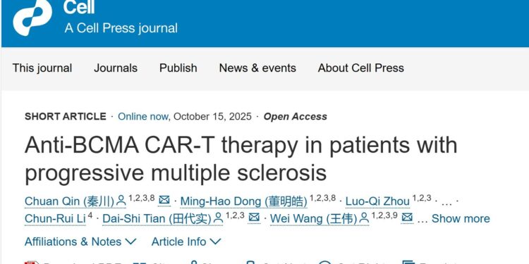Cell Publishes Breakthrough Research Results of IASO Bio’s Anti-BCMA CAR-T Equecabtagene Autoleucel in Autoimmune Disease Multiple Sclerosis