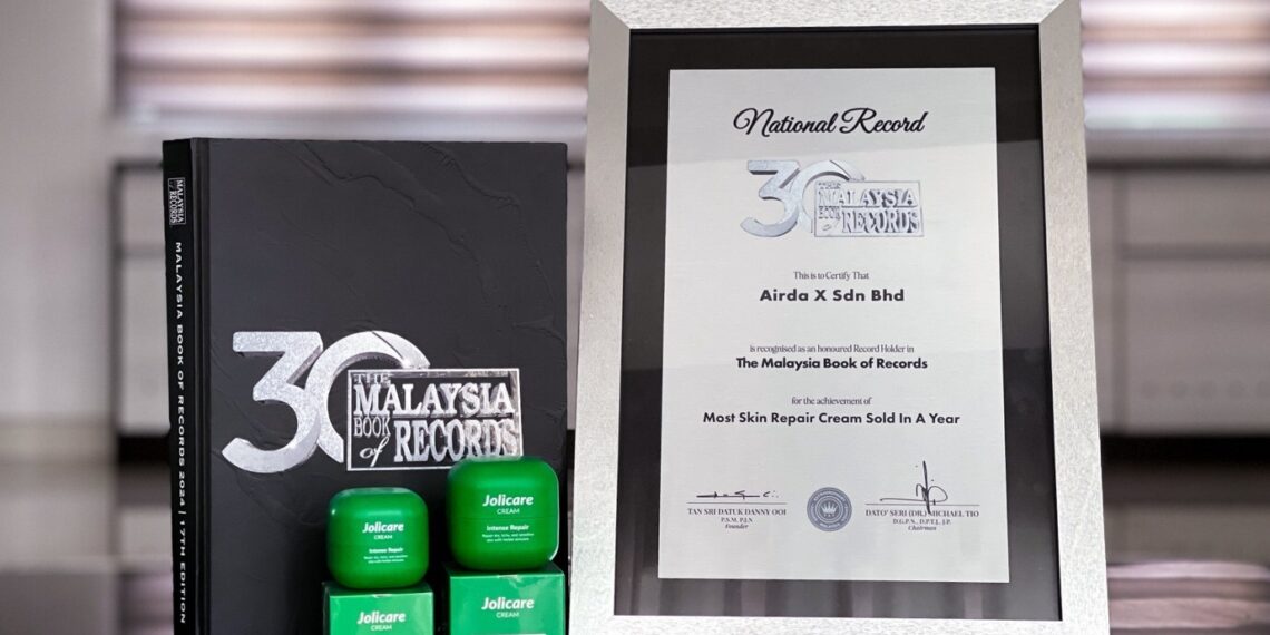Jolicare Recognized by Malaysia Book of Records for Most Skin Repair Creams Sold in a Year