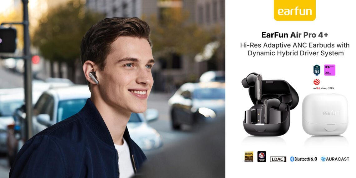 EarFun Redefines Sub-$100 Wireless Audio with Air Pro 4+: The World’s First Hi-Res Certified Dual-Driver ANC Earbuds