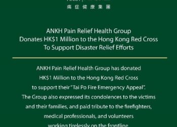 ANKH Pain Relief Health Group Donates HK$1 Million to the Hong Kong Red Cross To Support Disaster Relief Efforts