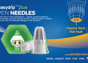 Sandstone Easydrip™ Plus with Hextra Tech™ Hexagonal Broad Hub Delivers Steadier, More Comfortable Insulin Injections