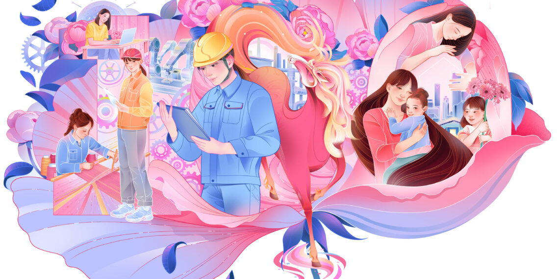 Female model workers sharing expertise with enterprises