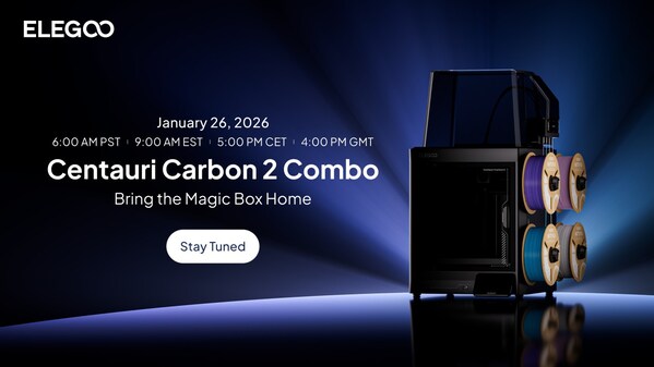 ELEGOO to Launch Multicolor 3D Printer Centauri Carbon 2 Combo on January 26