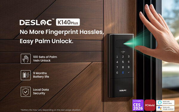 No More Fingerprint Hassles, DESLOC Launches K140 Plus Smart Lock with Palm Vein Recognition and 10,000mAh Battery