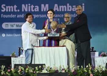 Smt. Nita M. Ambani, Founder and Chairperson of Reliance Foundation, Conferred Prestigious KISS Humanitarian Award 2025
