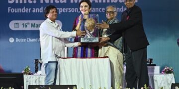 Smt. Nita M. Ambani, Founder and Chairperson of Reliance Foundation, Conferred Prestigious KISS Humanitarian Award 2025