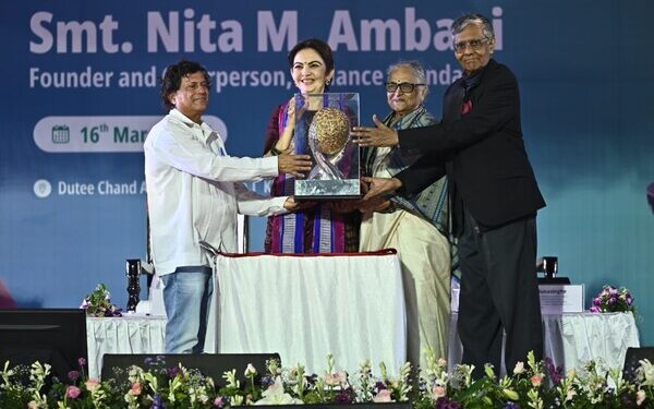 Smt. Nita M. Ambani, Founder and Chairperson of Reliance Foundation, Conferred Prestigious KISS Humanitarian Award 2025