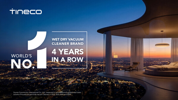 FOURTH CONSECUTIVE YEAR: TINECO RECOGNISED AS WORLD’S NO.1 HOUSEHOLD WET & DRY VACUUM CLEANER BRAND
