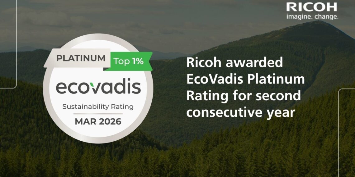 Ricoh awarded EcoVadis Platinum Rating for sustainability performance for second consecutive year