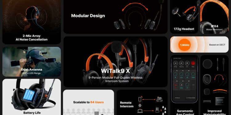 Saramonic WiTalk9 X: Modular-Designed, Lightweight Wireless Intercom System Redefines Team Communication