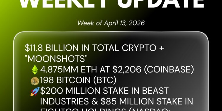Bitmine Immersion Technologies (BMNR) Announces ETH Holdings Reach 4.875 Million Tokens, and Total Crypto and Total Cash Holdings of $11.8 Billion