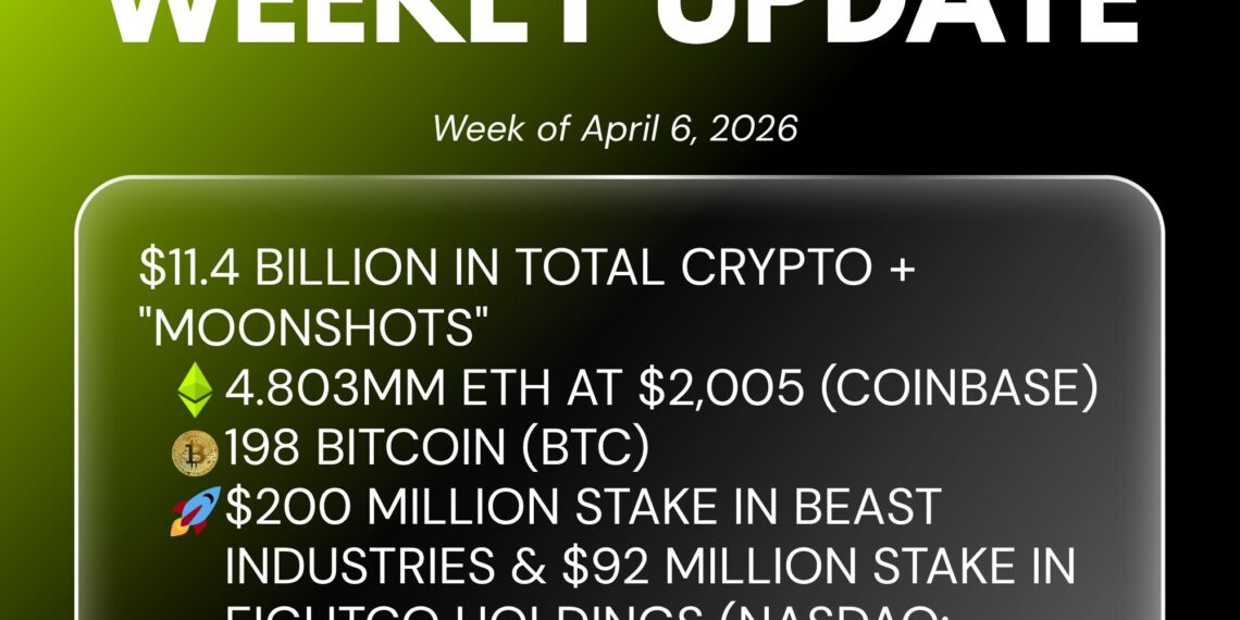 Bitmine Immersion Technologies (BMNR) Announces ETH Holdings Reach 4.803 Million Tokens, and Total Crypto and Total Cash Holdings of $11.4 Billion