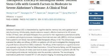 Miracell Demonstrates Cognition Impairment and Brain Function Improvement in Severe Alzheimer’s Patients Using ‘SMART M-CELL’-Based CD34+ Cell-Rich Autologous Blood Concentrate Therapy