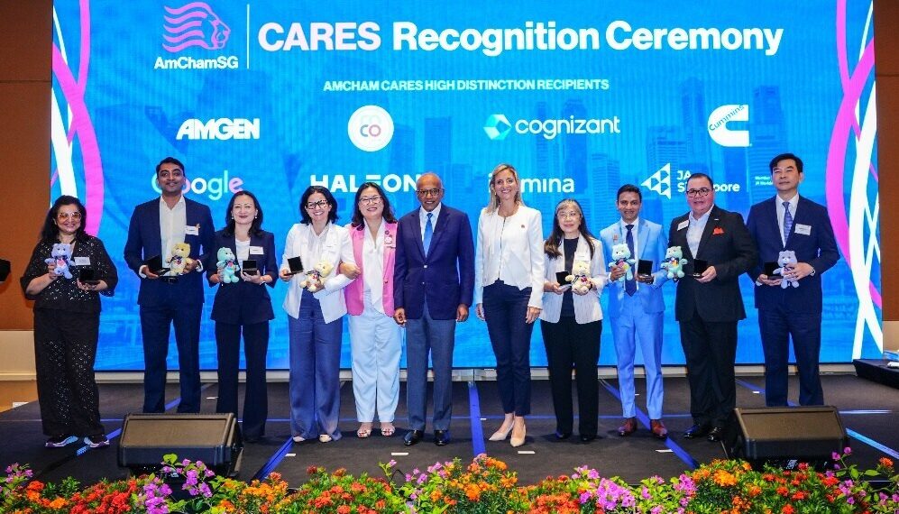 Minister K Shanmugam Presents AmCham CARES Awards to companies at the AmChamSG 53rd Annual General Meeting and Social Impact Fair