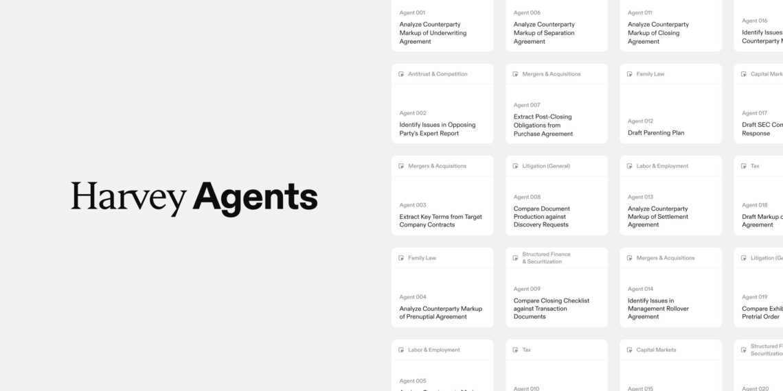 Built by Lawyers, Tailored by You: Harvey Launches Purpose-Built Legal Agents Across Every Major Practice Area