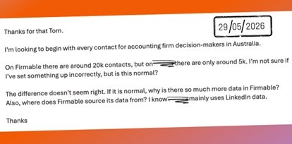 Relief as Firmable locates 15,000 accounting decision-makers reported missing at leading global B2B data provider