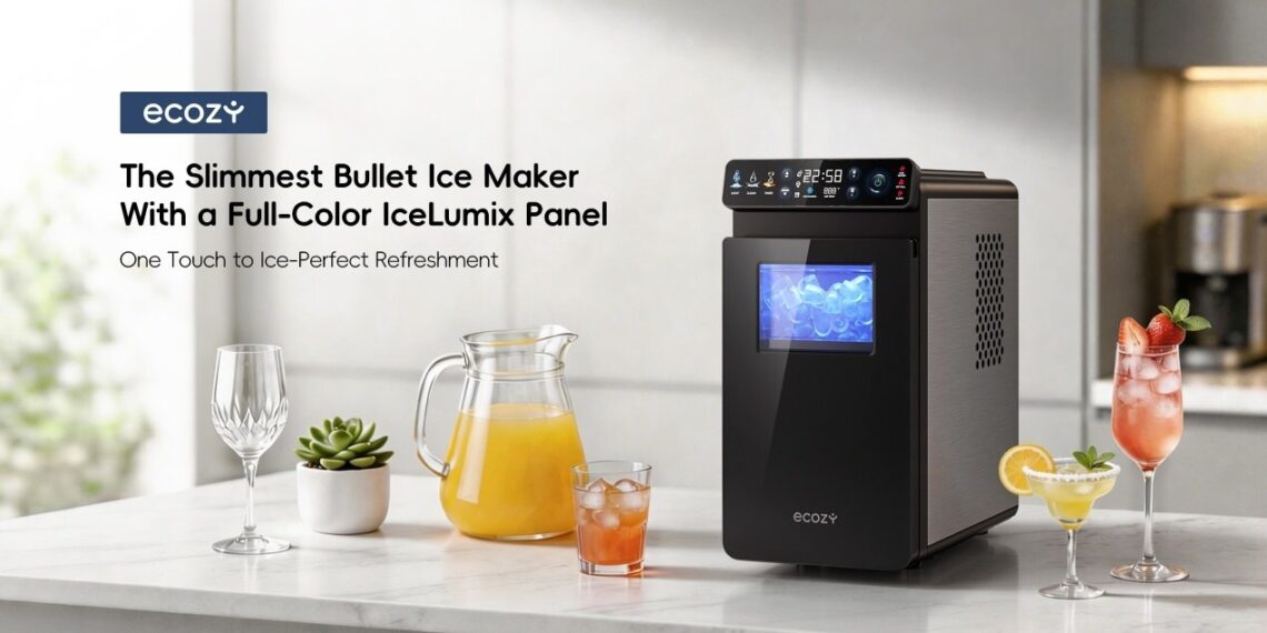 ecozy Launches the Slimmest Bullet Ice Maker with Full-Color IceLumix Panel — A Compact, Space-Saving Ice Solution for Modern Living