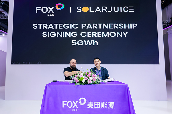 Fox ESS and Solar Juice Sign 5GWh Energy Storage Agreement, extending the Strategic Partnership established in 2025