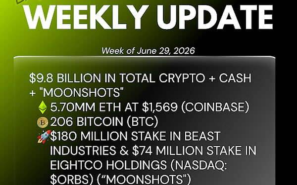 Bitmine Immersion Technologies (BMNR) Announces ETH Holdings Reach 5.70 Million Tokens, and Total Crypto and Total Cash Holdings of $9.8 Billion