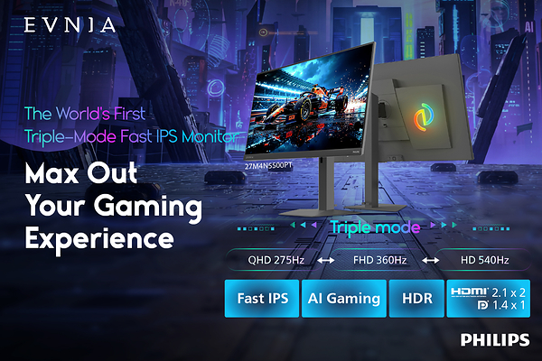 Philips Evnia Launches the World’s First Triple-Mode Fast IPS Gaming Monitor that Allows Gamers to Switch Between Three High-Performance Resolution Modes