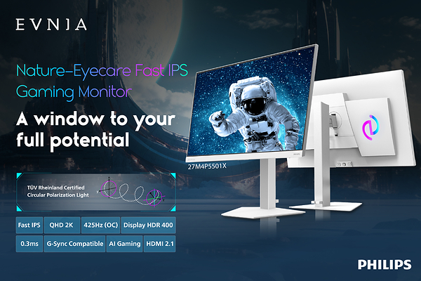 Philips Evnia Launches New Nature-Eyecare Gaming Monitor that Allows Gamers to Enjoy Comfortable Marathon Gaming Sessions