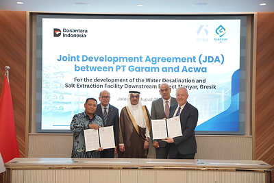 Acwa signs joint development agreement with PT GARAM for Indonesia’s first utility-scale integrated seawater desalination and industrial salt project