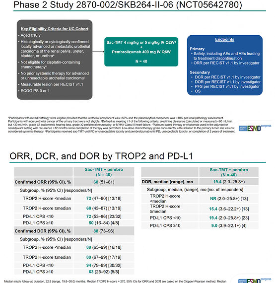 Phase II Results of Sacituzumab Tirumotecan (sac-TMT) plus Pembrolizumab in Advanced Urothelial Carcinoma Presented at 2026 ESMO